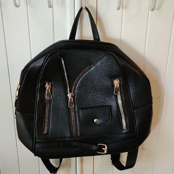 Black Backpack with Gold Accents - Picture 1 of 5